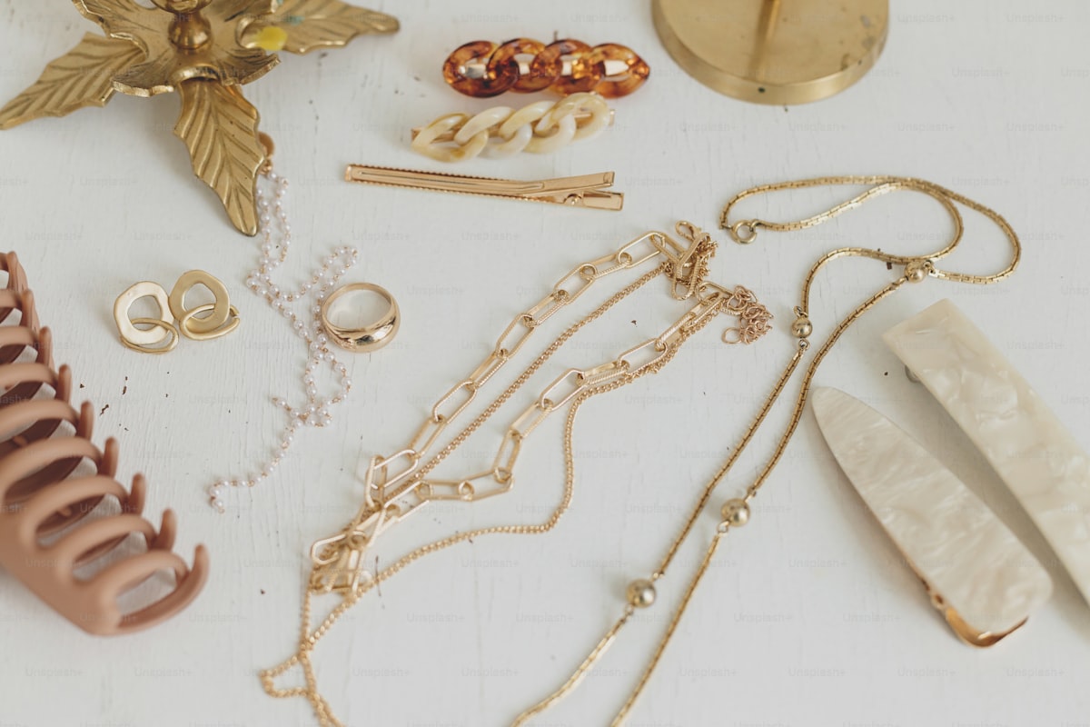 Jewelry displayed on a surface — dropshipping jewelry